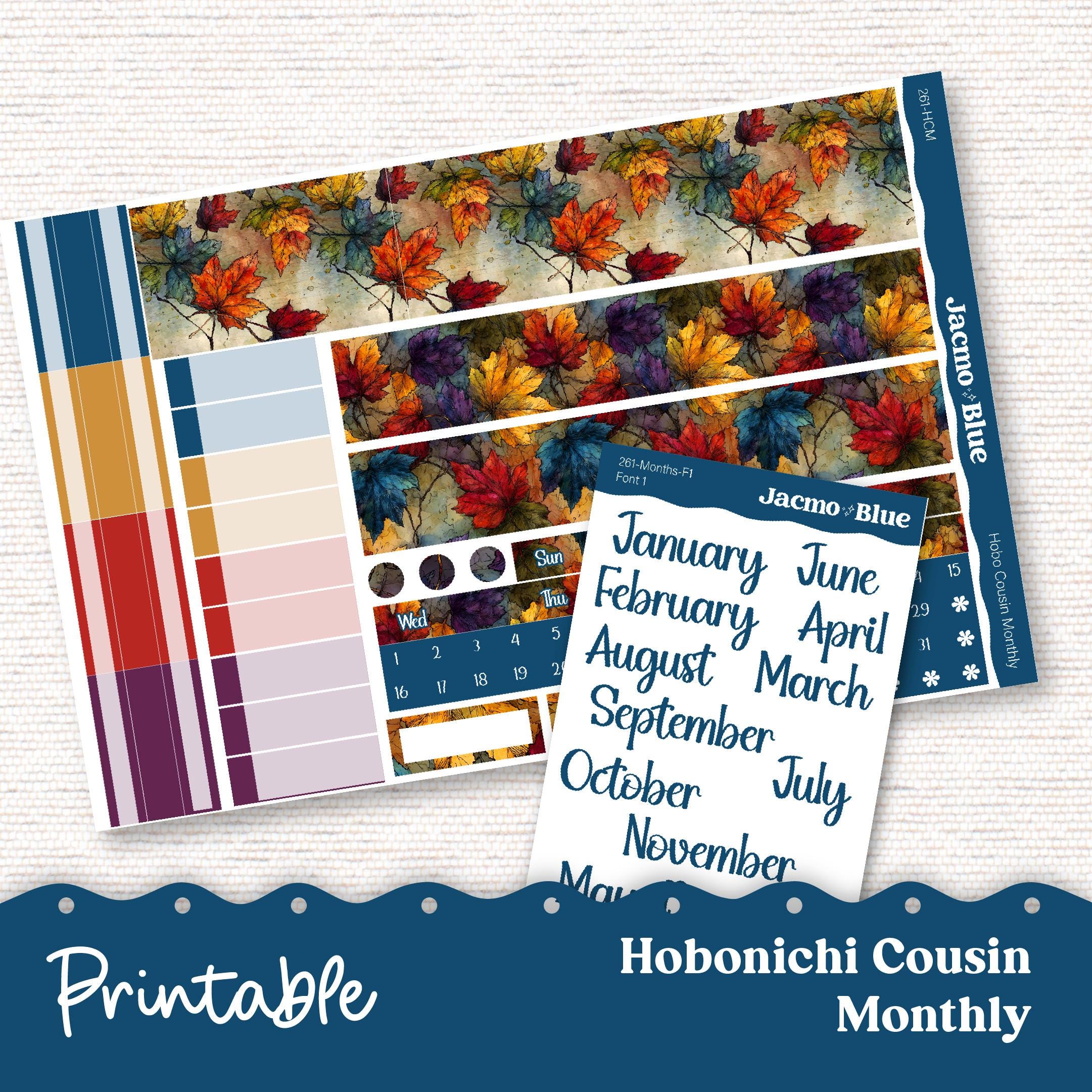Hobonichi PRINTABLE Monthly Planner Stickers for Hobo Cousin A5 - Print ...
