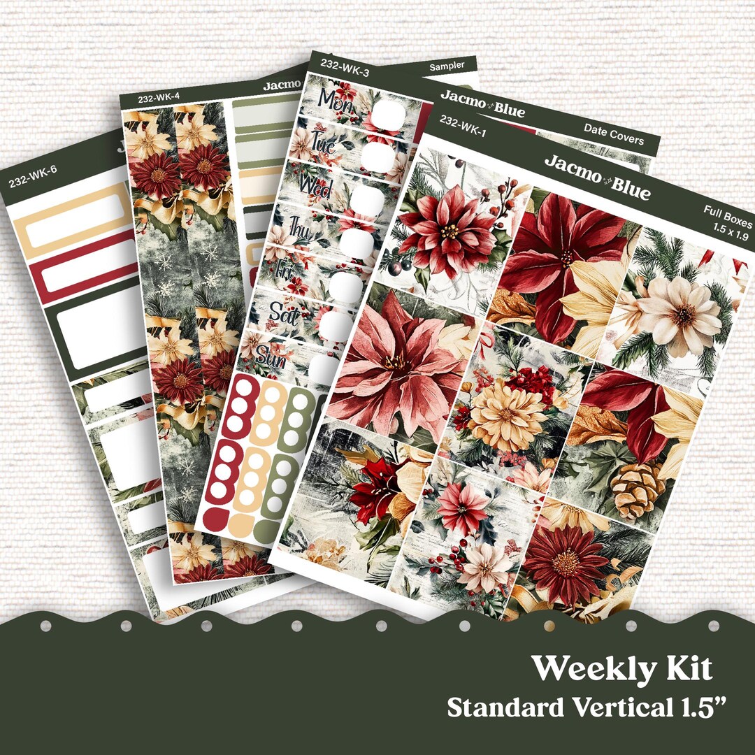 CLEARANCE Christmas Weekly Planner Sticker Kit Vertical Planner ...