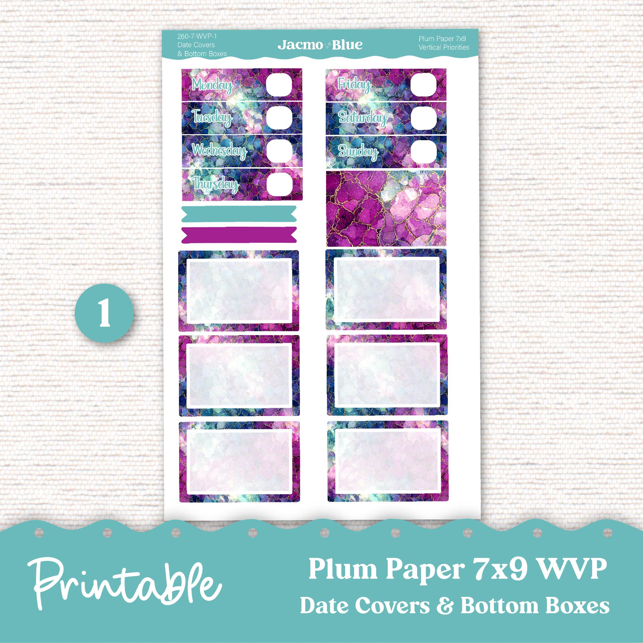 PRINTABLE 7x9 Weekly Vertical Priorities Sticker Kit Plum Paper ...
