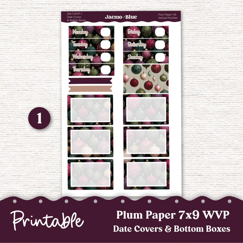 PRINTABLE Weekly Vertical Priorities Sticker Kit 7x9 and 8x11 Plum ...