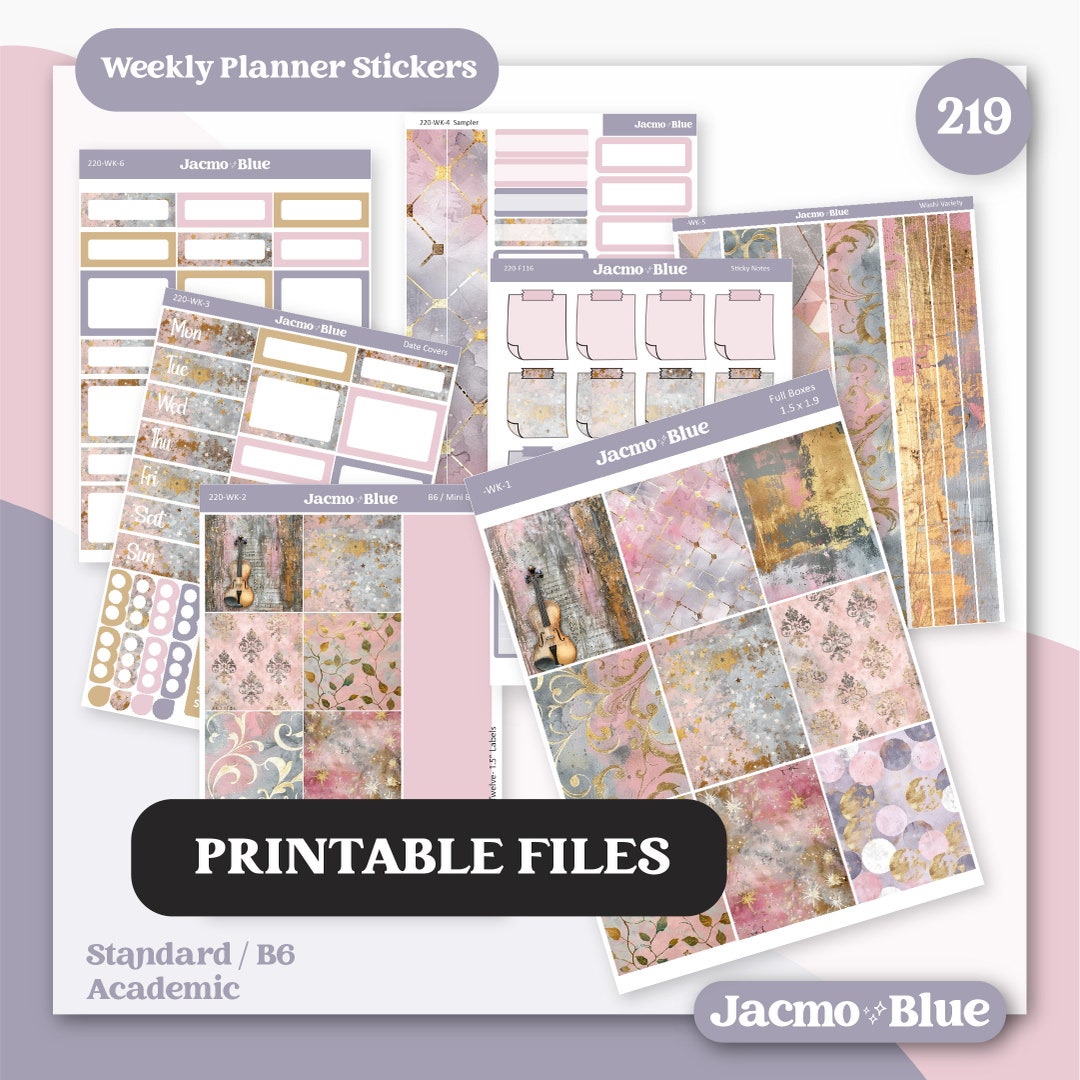 PRINTABLE Weekly Sticker Kit Standard B6 Academic Planner Stickers ...