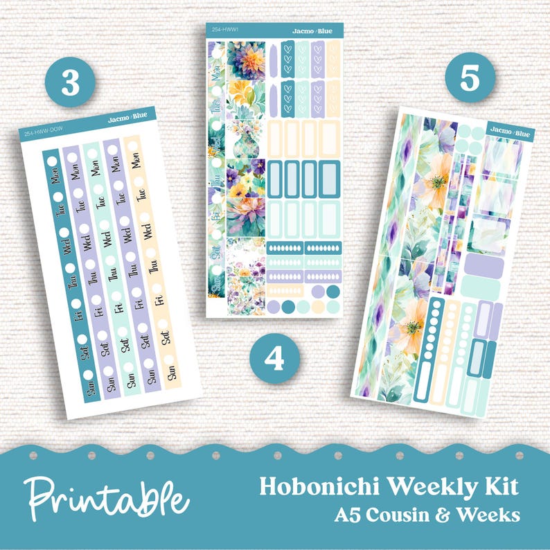 PRINTABLE Hobonichi Weekly Sticker Kit Cousin & Weeks Planner Stickers ...