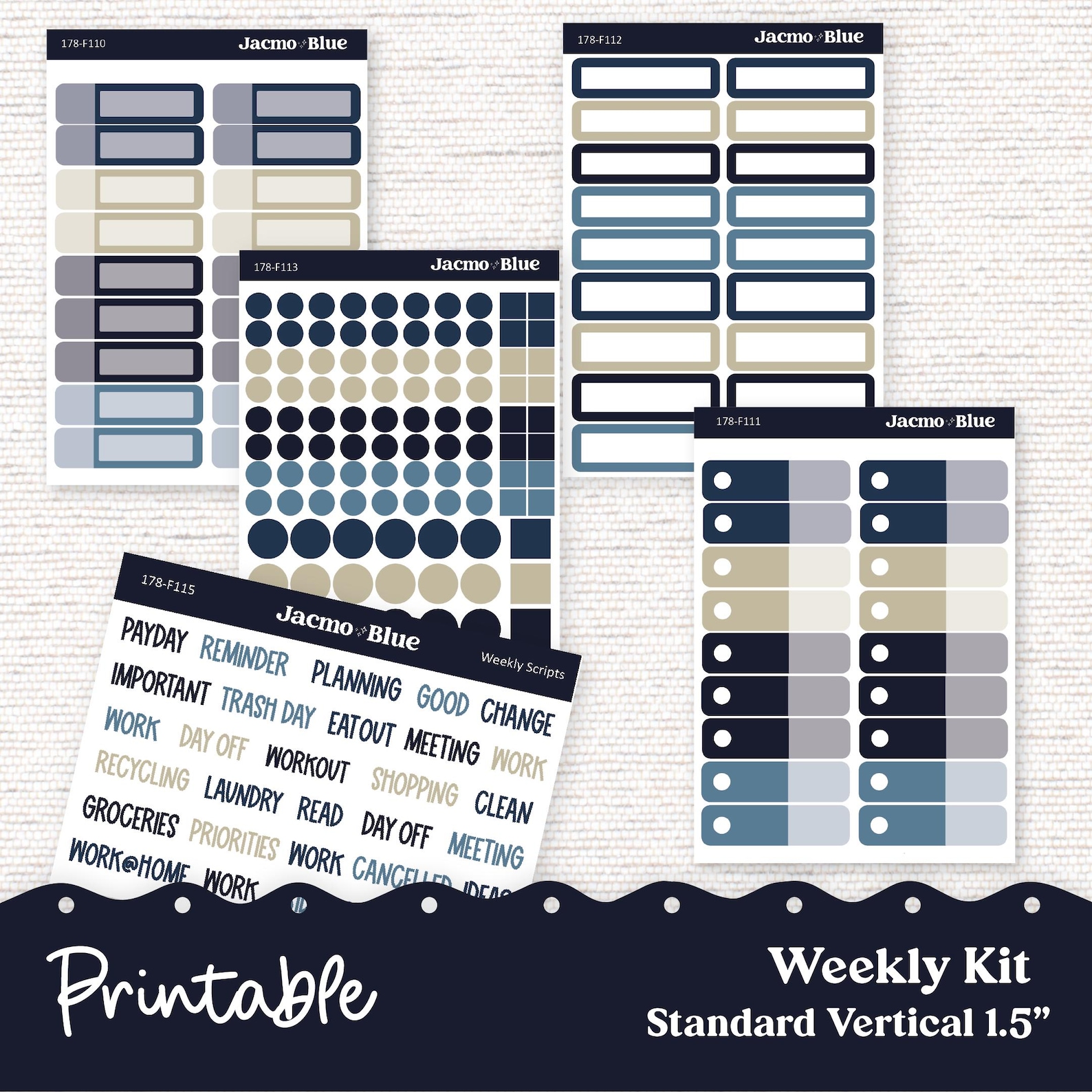 PRINTABLE Weekly Sticker Kit Vertical Planner - Silhouette Cricut ...