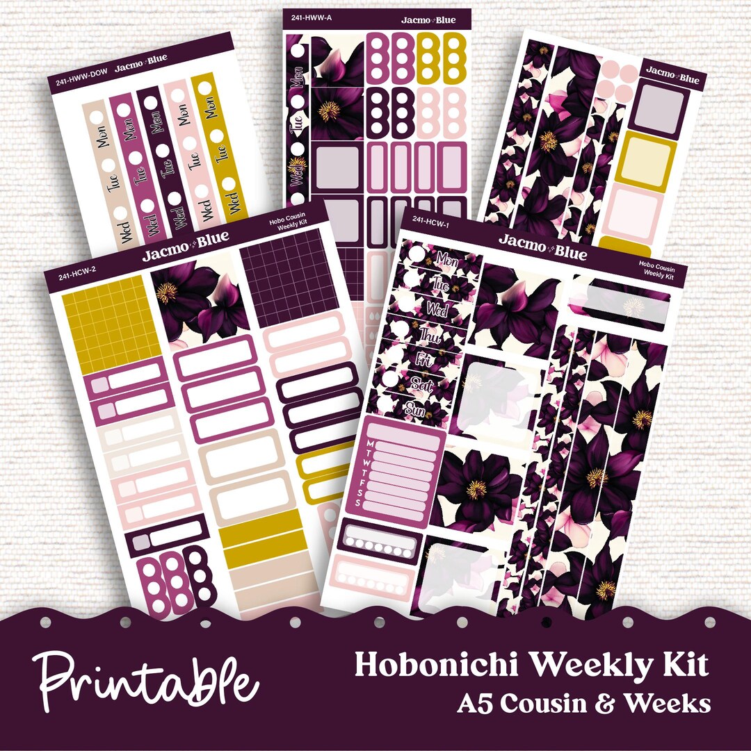 PRINTABLE Hobonichi Weekly Sticker Kit Cousin & Weeks Planner Stickers ...