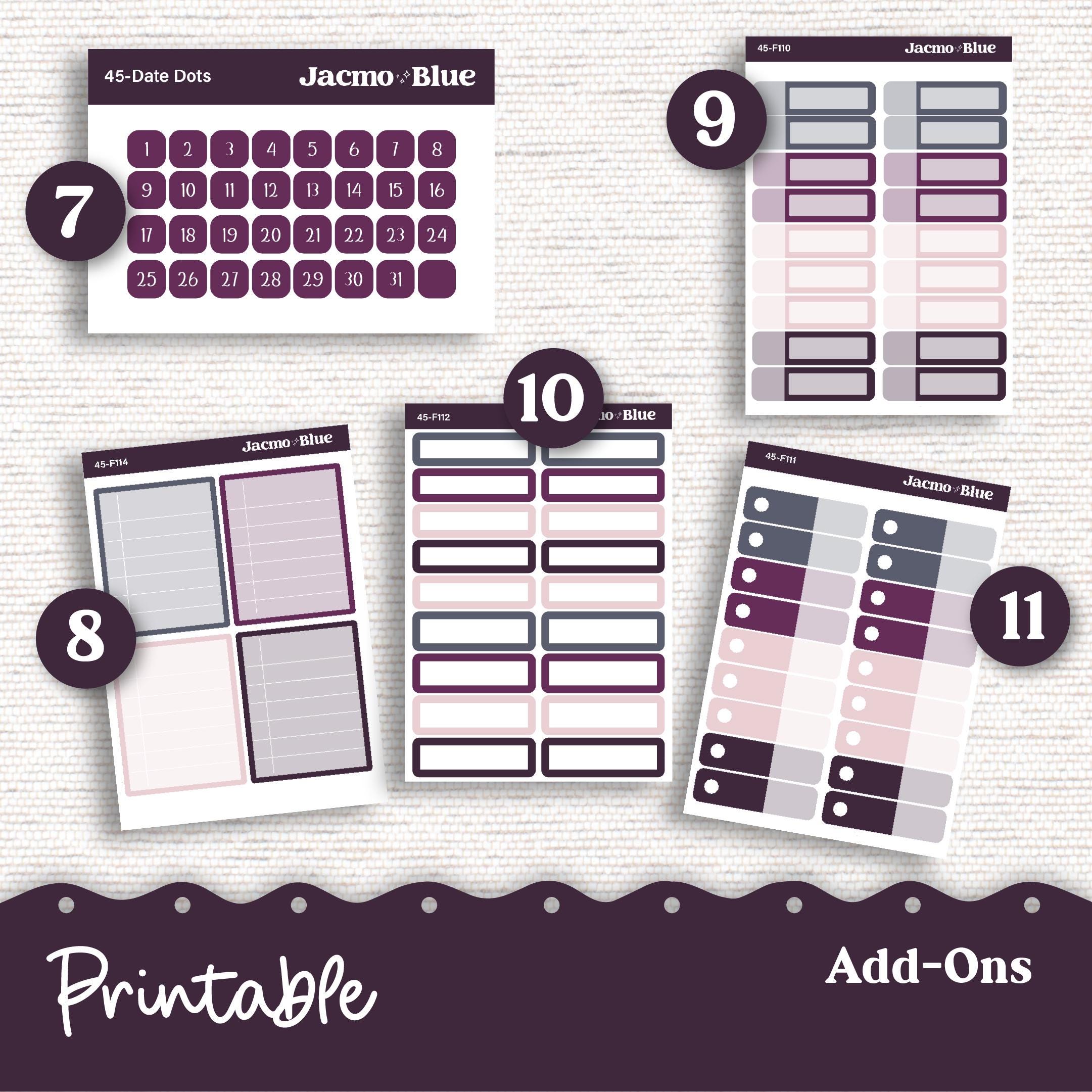 PRINTABLE Weekly Sticker Kit Vertical Planner - Silhouette Cricut ...