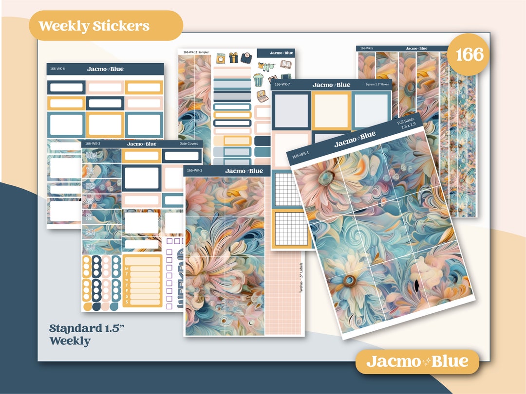 Fantasy Botanicals Weekly Sticker Kit Vertical Planner Stickers Kit 166 ...