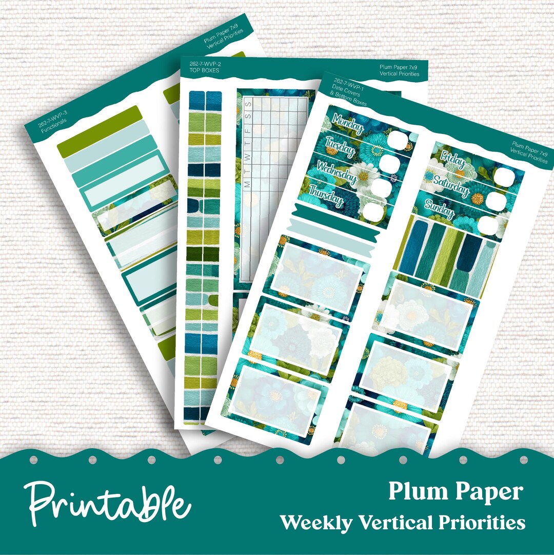 PRINTABLE Weekly Vertical Priorities Sticker Kit 7x9 and 8x11 Plum ...