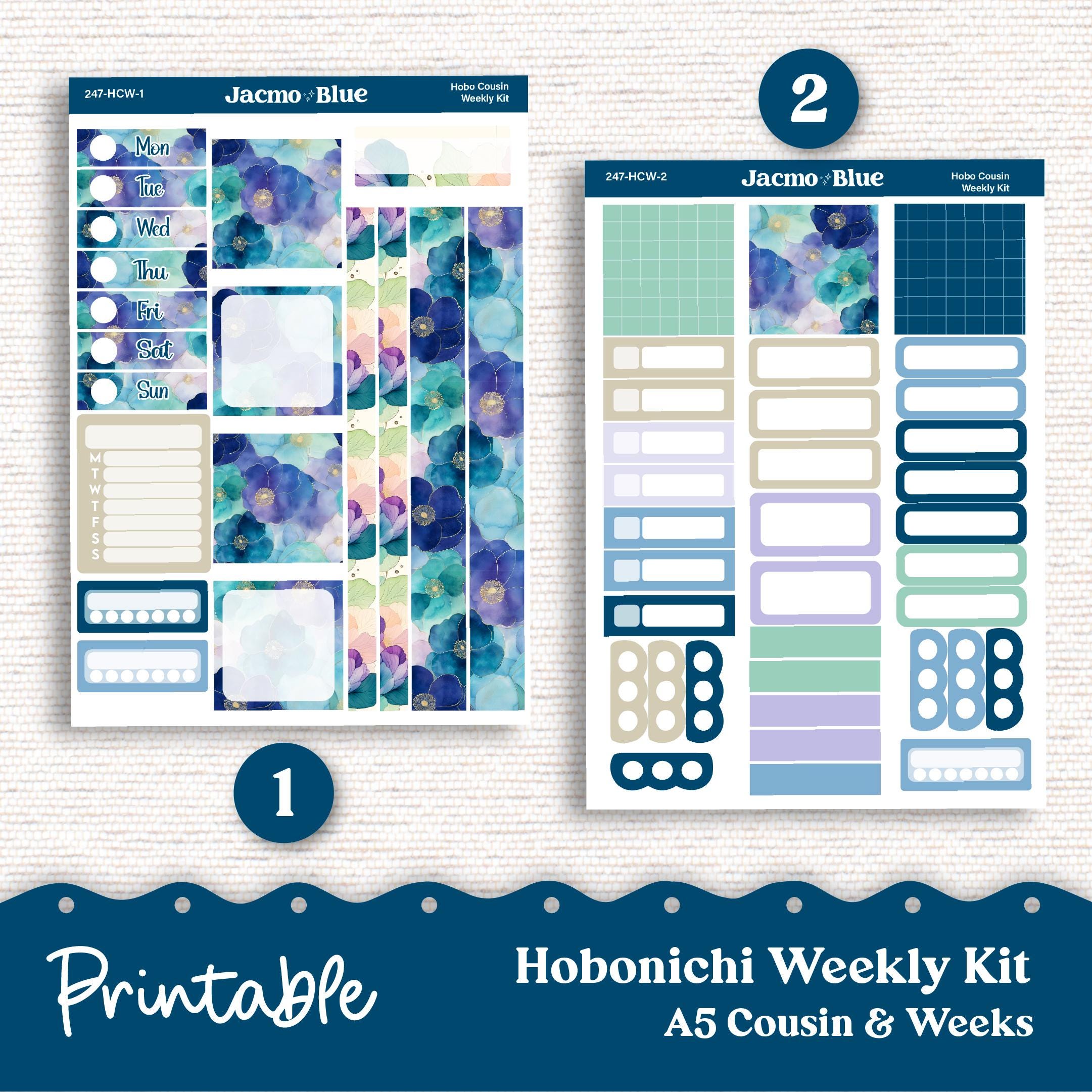 247P PRINTABLE Hobonichi Weekly Sticker Kit Cousin & Weeks Planner ...