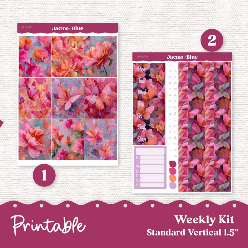 257P PRINTABLE Weekly Sticker Kit Vertical Planner Stickers Erin ...