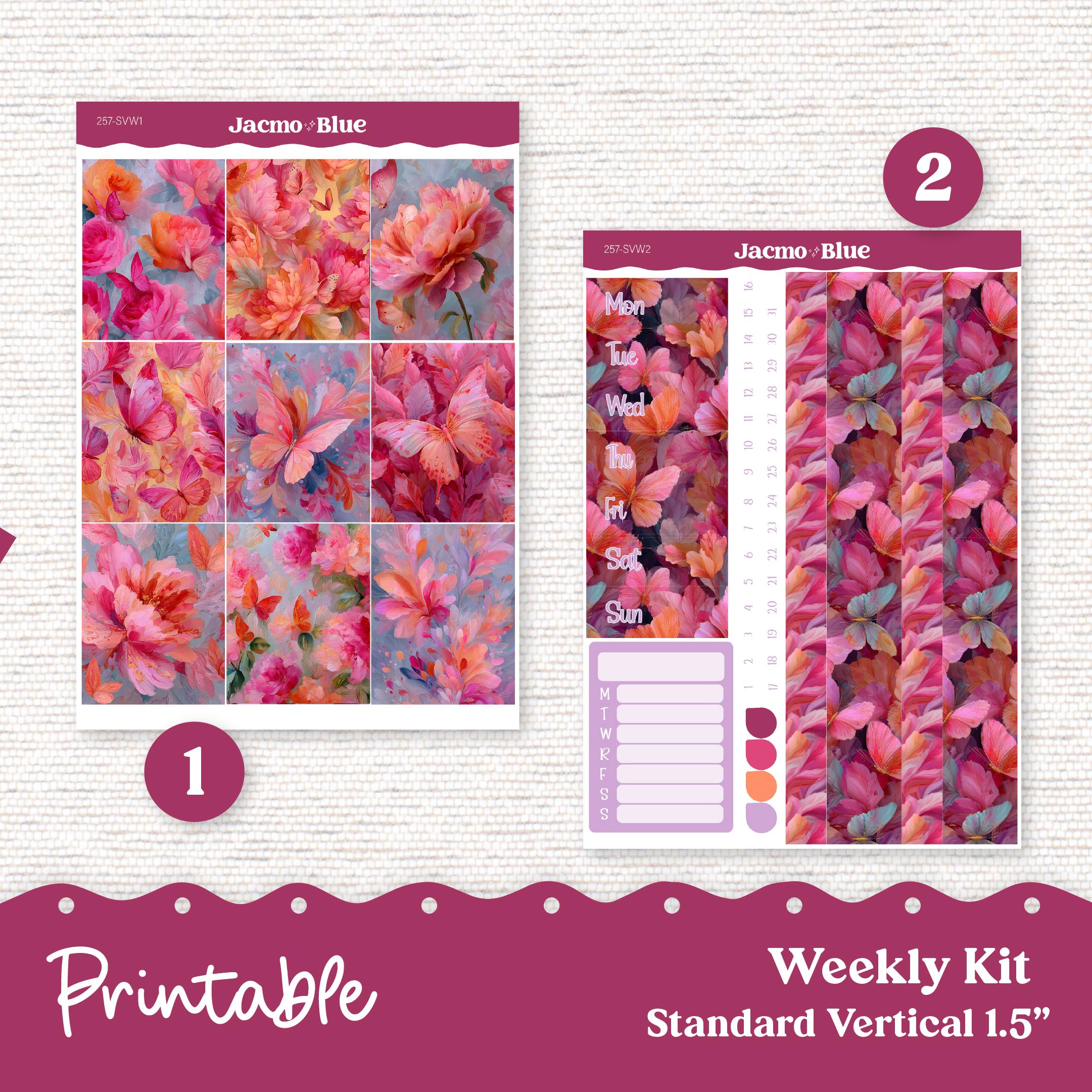 257P PRINTABLE Weekly Sticker Kit Vertical Planner Stickers Erin ...