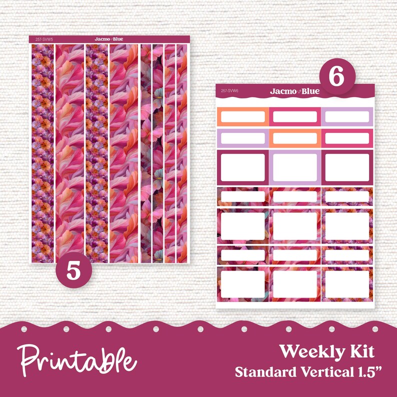 257P PRINTABLE Weekly Sticker Kit Vertical Planner Stickers Erin ...
