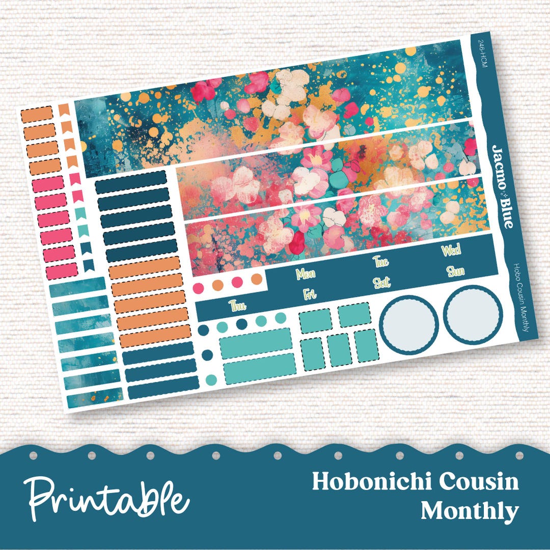 246P Hobonichi PRINTABLE Monthly Planner Stickers for Hobonichi Cousin ...