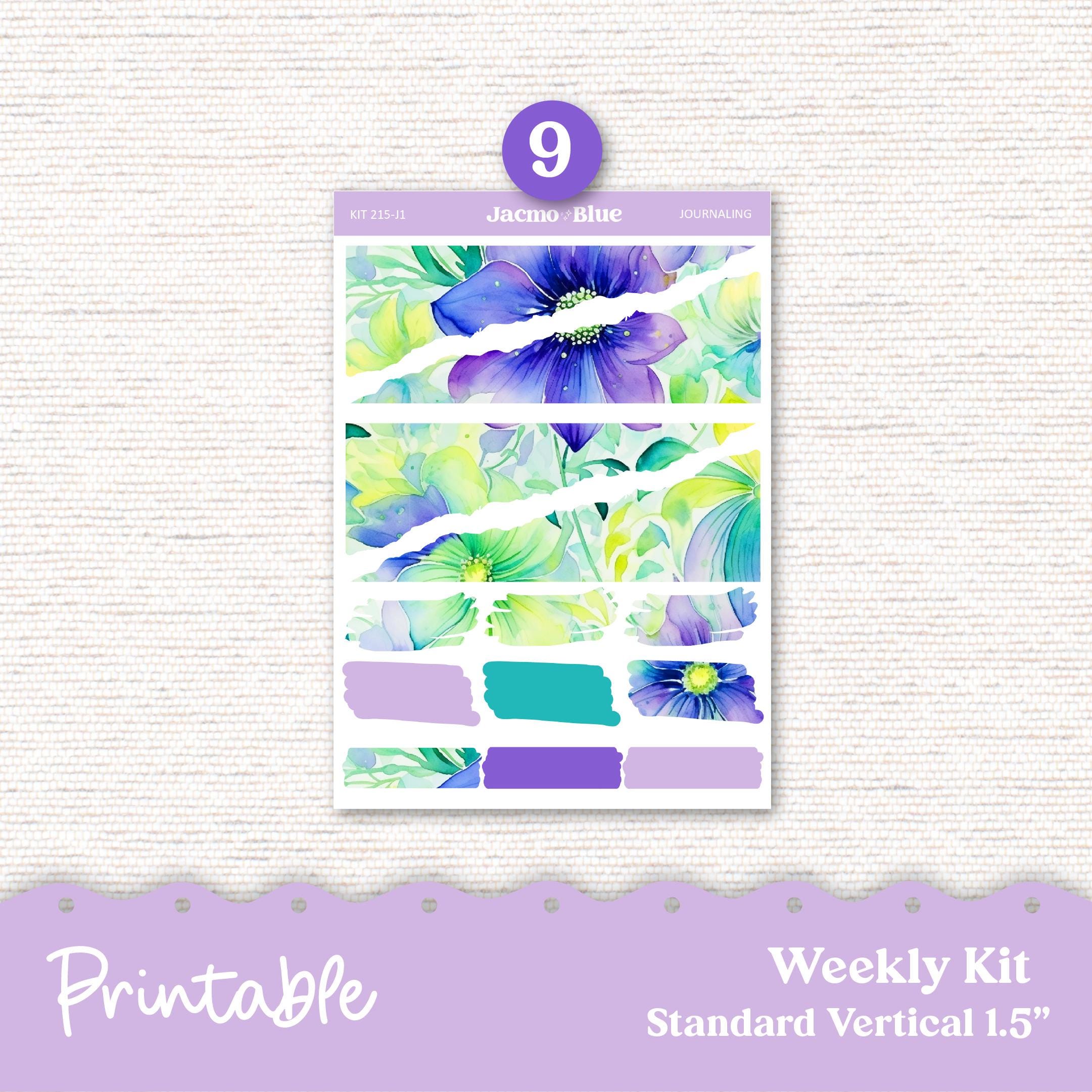 PRINTABLE Weekly Sticker Kit Vertical Planner Stickers - Silhouette ...