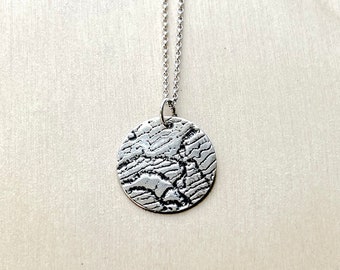 Lace Embossed Sterling Silver Pendant Necklace