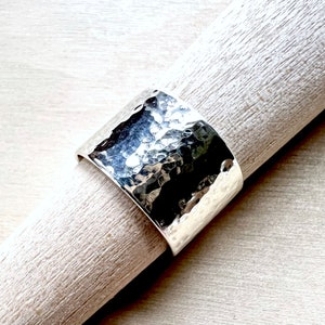Hammered Sterling Silver Extra Wide Band Ring