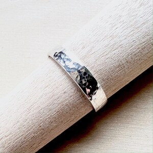 Hammered Sterling Silver Wide Band Ring