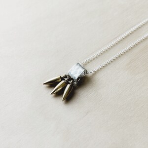 Two-tone Sterling Silver and Vintage Brass Triple Point Pendant Neclkace