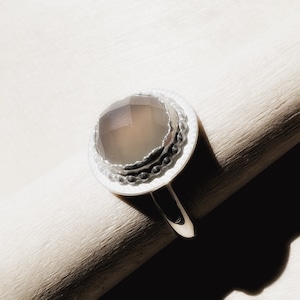 Rose Cut Chalcedony and Sterling Silver Statement Ring