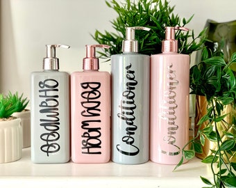 Personalised Shampoo & Conditioner Bottle Dispenser for Bathroom and Kitchen, Bubble Bath, Body Wash, Handwash bottle, Soap Dispenser Pump