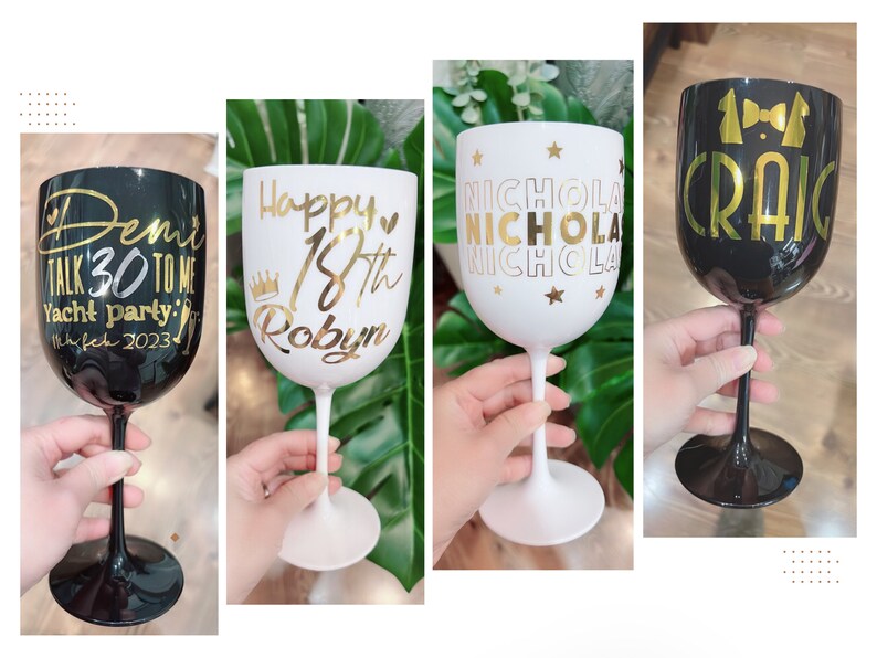 Wine Gin CUP Glass Plastic Reusable Personalised GOBLET CUP Wedding Gifts Bridal Proposal Birthday Glasses Hen Do Glass image 7