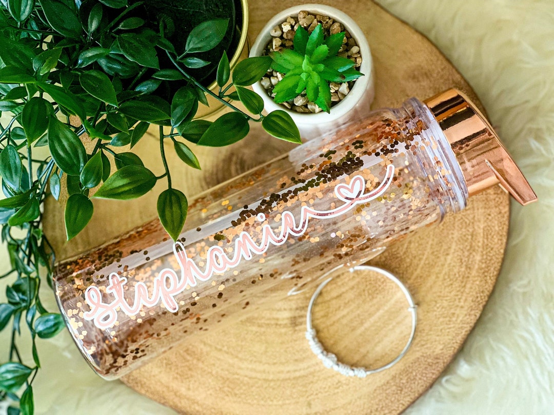 Personalised Water Bottle Glitter Double Wall Drink Bottle Etsy
