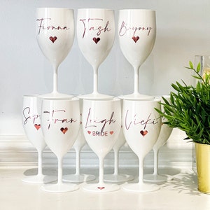Wine Gin CUP Glass Plastic Reusable Personalised | GOBLET CUP | Wedding Gifts | Bridal Proposal| Birthday Glasses | Hen Do Glass |