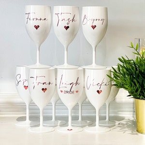 Wine Gin CUP Glass Plastic Reusable Personalised GOBLET CUP Wedding Gifts Bridal Proposal Birthday Glasses Hen Do Glass image 1