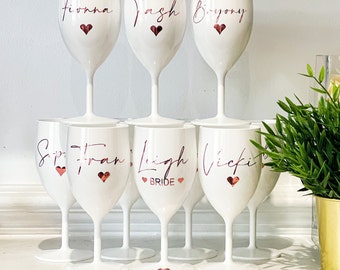 Personalized Reusable Plastic Wine Glass: Bridal Shower, Hen Party Favor