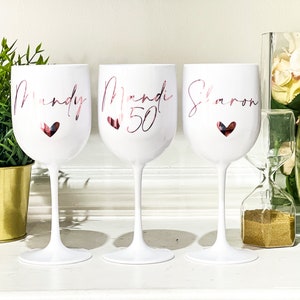 Wine Gin CUP Glass Plastic Reusable Personalised GOBLET CUP Wedding Gifts Bridal Proposal Birthday Glasses Hen Do Glass image 3