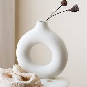 minim. Nordic Vase Kreisförmige Hohl Donut Blume Topf Home Dekoration Zubehör Büro Schreibtisch Wohnzimmer Interior Decor