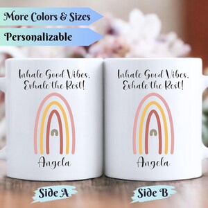 Personalisierte Boho Regenbogen Alphabet Kaffeetasse - Minimalistische Buchstabentasse, Boho Monogramm Tasse, Line Art Tasse, modernes Dekor Geschenk, trendige Kaffeetasse
