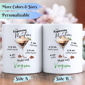 Gepersonaliseerde cocktailrecept alfabet koffiemok – grappig cadeau barman, decor barwagen, happy hour-beker, grappig drinkgerei, uniek keukencadeau