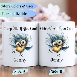 Personalisierte lustige Vogel-Kaffeetasse - schrullige Cartoon-Vogel-Zitat-Tasse, niedliche wunderliche Haustier-Vogel-Tasse, Vogelbeobachter Geschenk, Vogelliebhaber Büro Humor