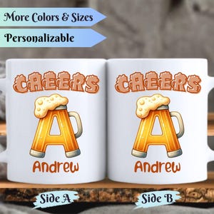 Taza de café personalizada con el alfabeto de cerveza: divertida taza de espuma de cerveza con letras, taza con monograma, regalo para amantes de la cerveza, taza para fiestas, regalo para la oficina
