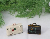 Vintage Cast Iron Salt Pepper Shakers Suitcases Original Paint Western Farmhouse Antique Rare Hard to find 1950 39 s