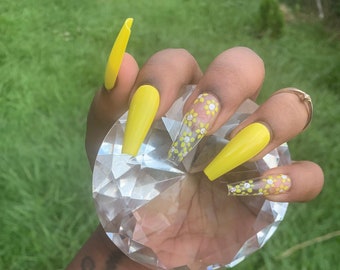Sunflower Nails Etsy