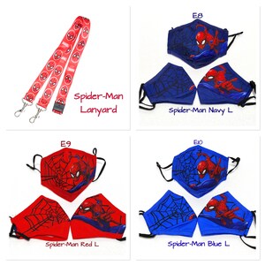 Superhero Kids mask cotton Face Masks W/ filter & Lanyard ReusableAdjustable earloop Chin CoverSpiderman Mask Captain America Mask image 5