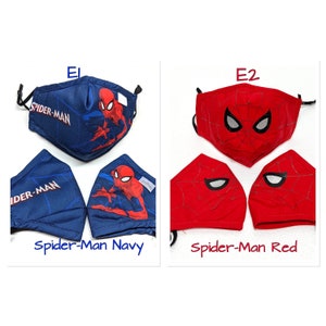 Superhero Kids mask cotton Face Masks W/ filter & Lanyard ReusableAdjustable earloop Chin CoverSpiderman Mask Captain America Mask image 2