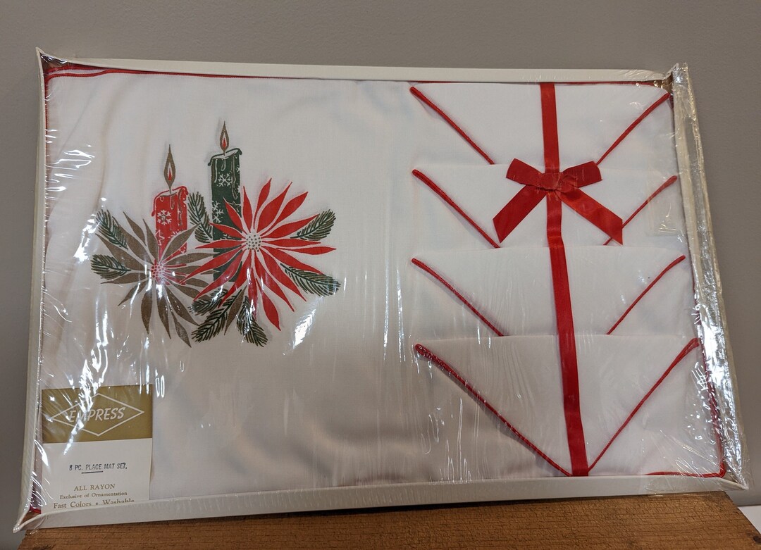 Vintage Christmas Placemat and Napkin Set for Four New in Box Etsy