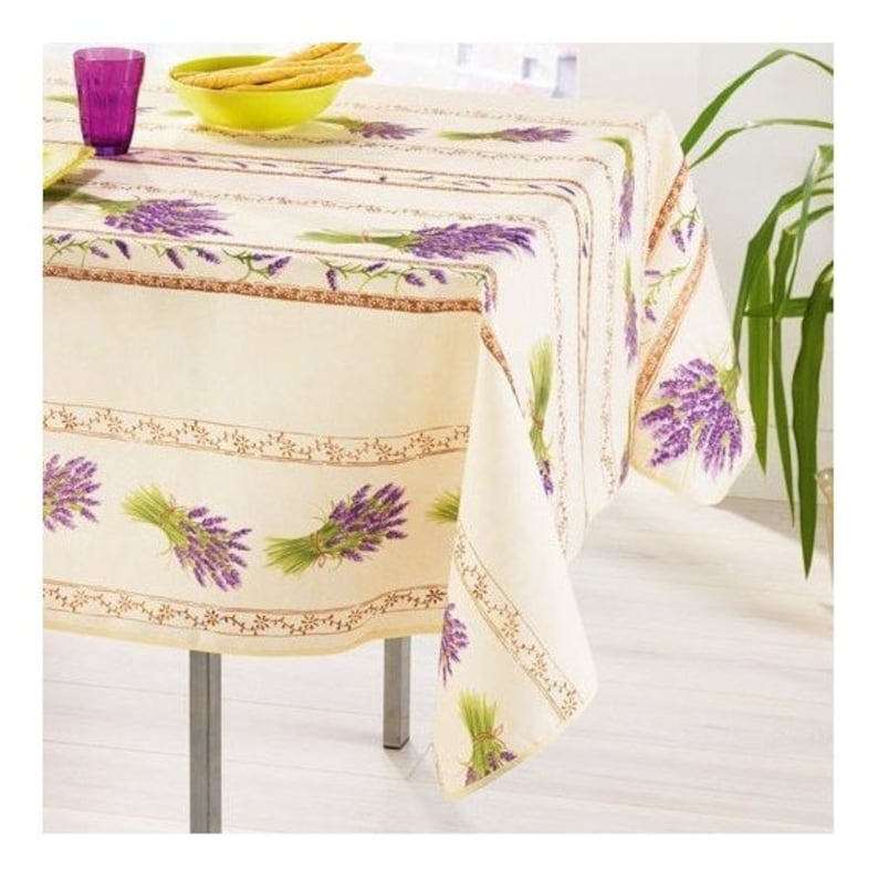 NEW! 60X120" RECTANGLE LAVENDER ECRU FLORAL COUNTRY FRENCH PROVENCE TABLECLOTH NEW! 60X120" RECTANGLE LAVENDER ECRU FLORAL COUNTRY FRENCH PROVENCE TABLECLOTH