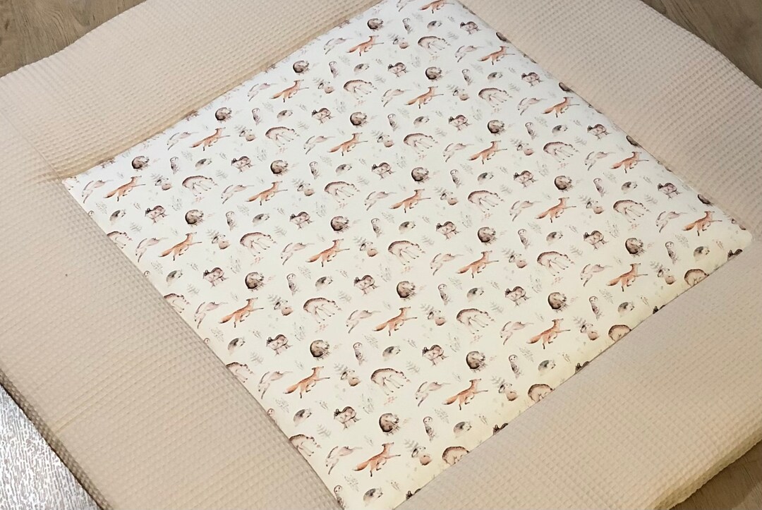 Playmat Playpen Blanket Forest Animals and Waffle Fabric Beige Etsy