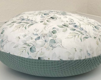 Floor cushion seat cushion morning circle round eucalyptus waffle fabric old green product number: BK 1019