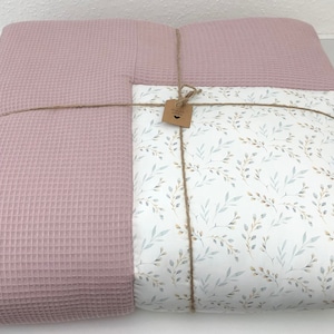 Krabbeldecke Laufstall Decke Weidenkätzchen und Waffelstoff Altrosa Produktnummer:KD0713