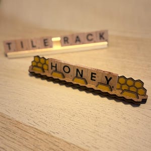 Wooden Scrabble Tile Rack - Honey