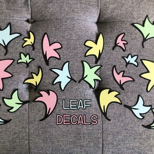 Heartstopper Inspired Leaf Decals - Made from layers of dyed cardstock and have sticky tape on the back!