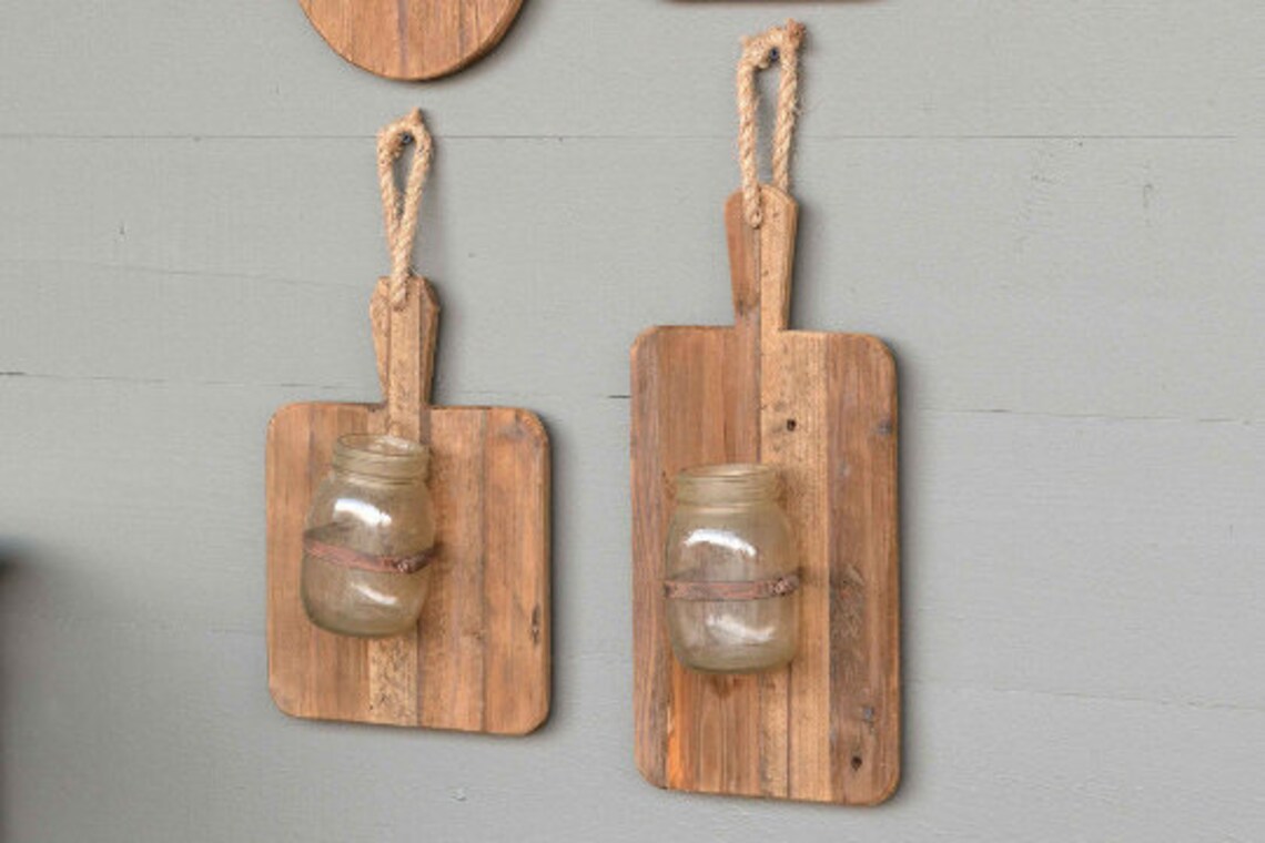 Hanging Cutting Boards with Jars Cutting Board Wall Decor Etsy