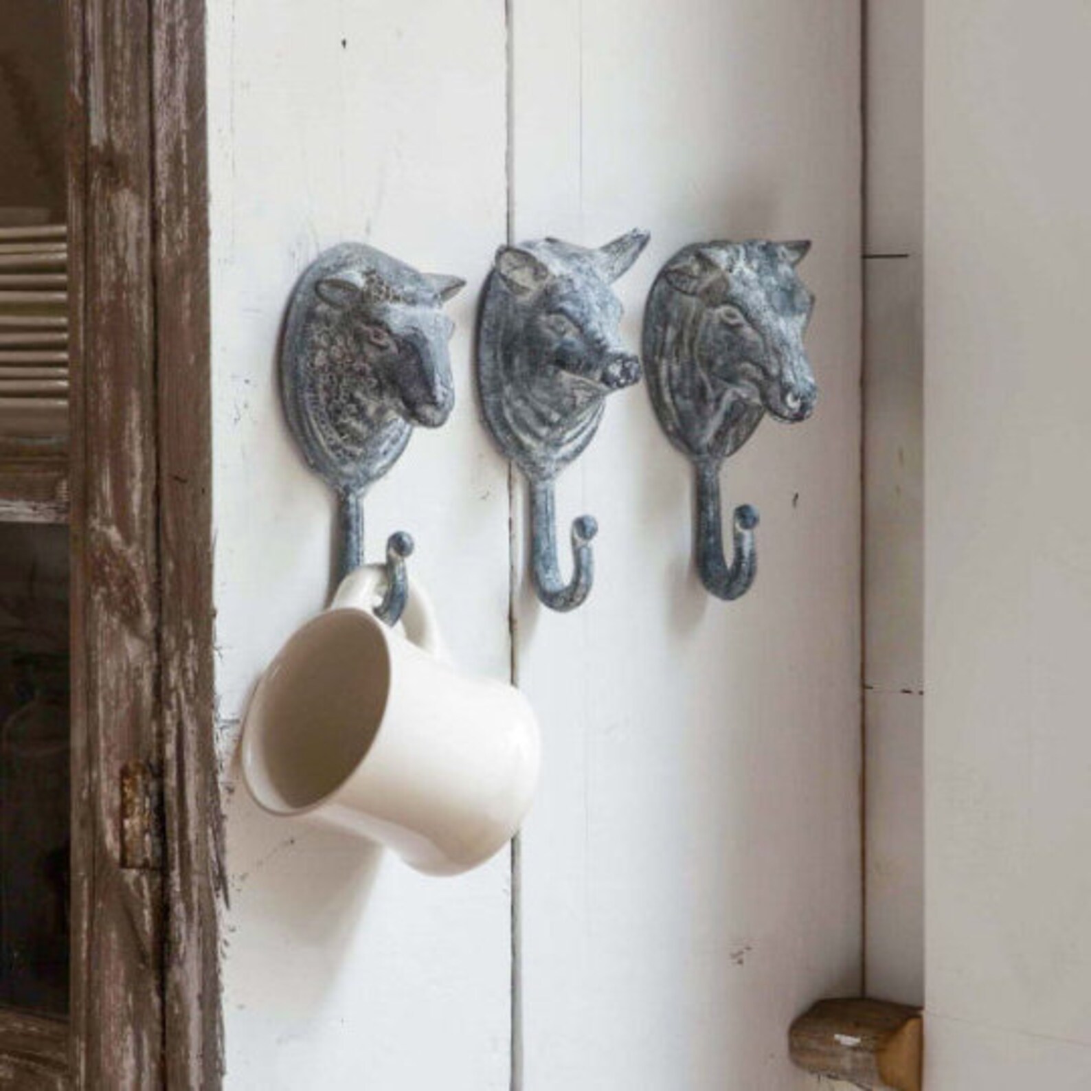 Cast Iron Farm Animal Hooks Cow Pig Sheep Wall Hangers Etsy