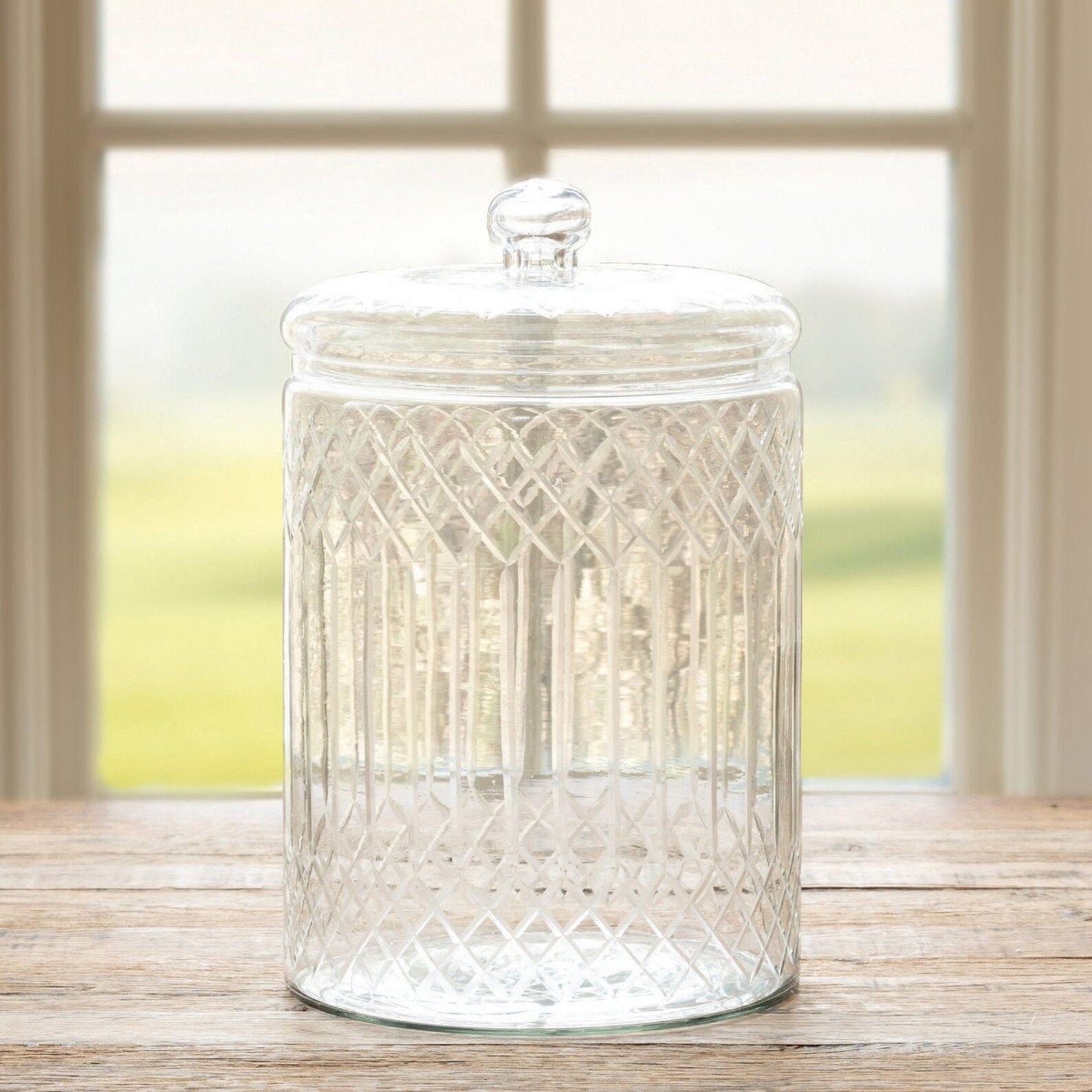 Carraway Etched Glass Canister Large Large Etched Glass Etsy
