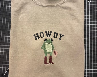 Howdy Cowboy Toad, Embroidered T-shirt, Western Style Embroidery, Frog T-shirt