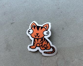 Pegatina de vinilo de gato/Pegatina impermeable para teléfono, Arte de gato kawaii, Pegatinas de animales lindos, Pegatina de gato atigrado naranja, Pegatina de mini gato, Gato de dibujos animados